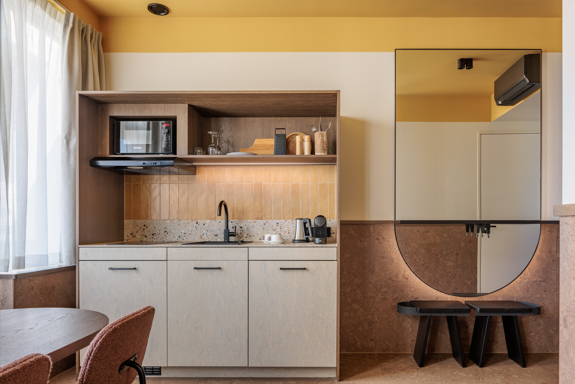 the studio kitchenette