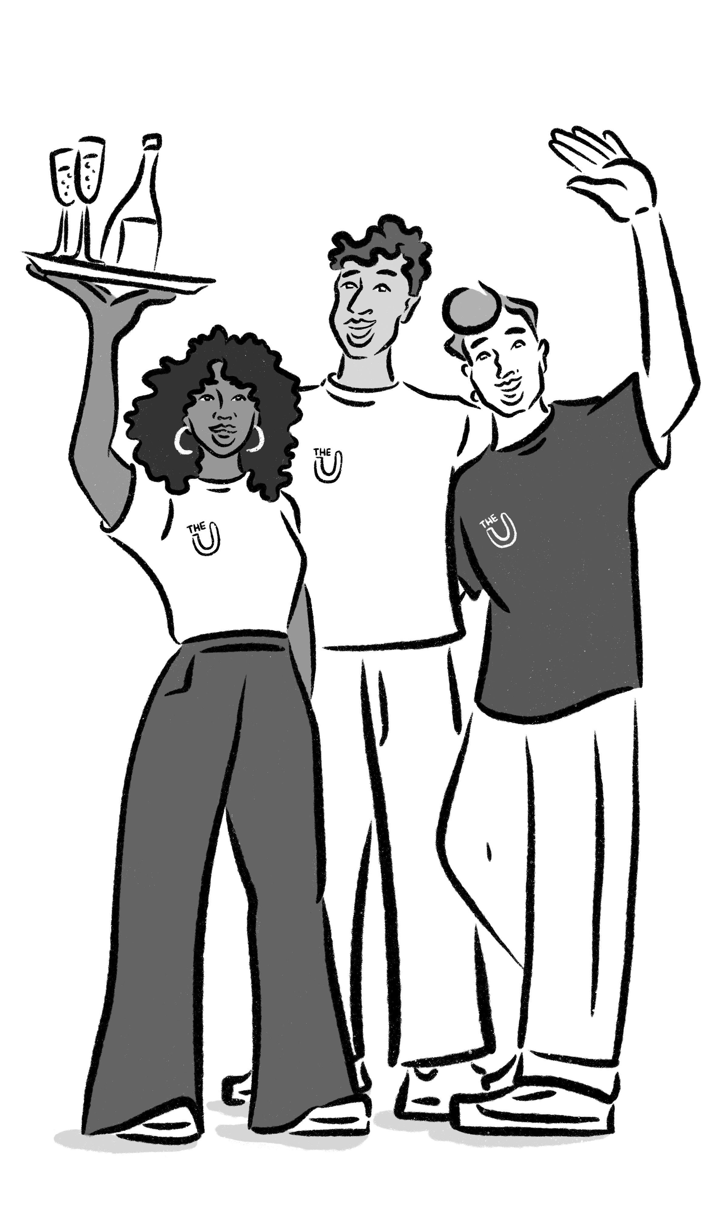 trio of happy coworkers